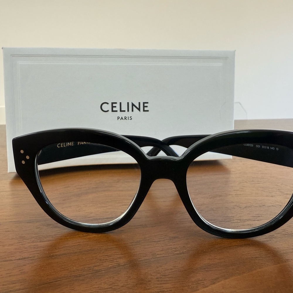 NWT Celine Paris Bold 3 Dot black cat-eye eyeglass frame